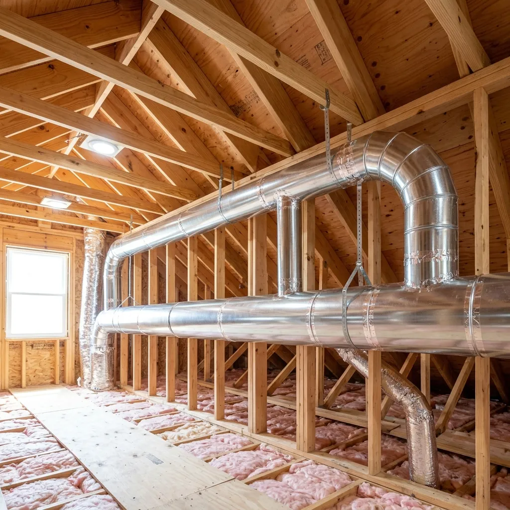 Insulated HVAC Ductwork in Attic